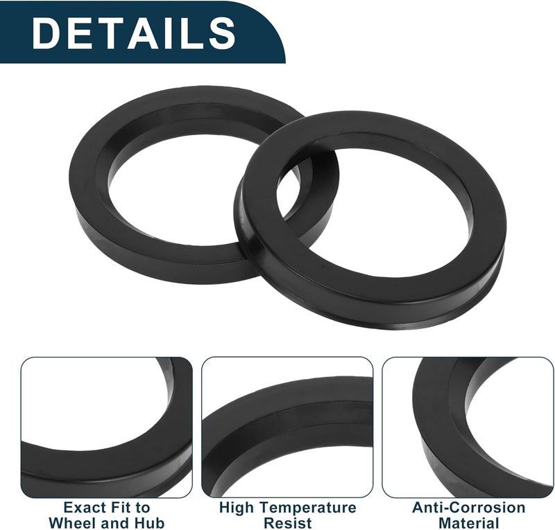TUCKBOLD Car Wheel Hub Centric Rings Durable Wheels Center Shaft Shock Absorbing Hubrings Black 2 Pcs OD 82.1mm to ID 60.1mm Polycarbonate - Image 5